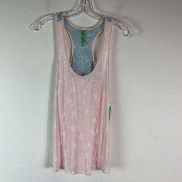 Honeydew NWT Women Racerback Blue Lace Trim Sand Bar Stars Tank Pink Top Size XL - Picture 1 of 4